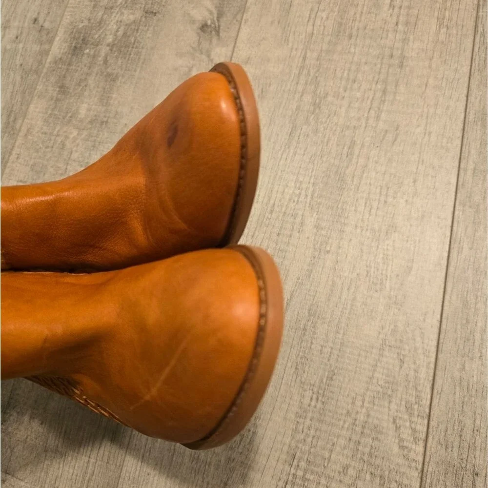 Kelsi Dagger Keenan Leather Boots size 7.5 in cowbow brown orange color